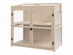 Invernadero de jardín de madera con puerta doble y claraboya, 2 plantas, natural (103x61x103 cm)^ Online