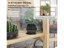 Invernadero de jardín de madera con puerta doble y claraboya, 2 plantas, natural (103x61x103 cm)^ Online