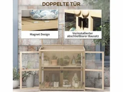 Invernadero de jardín de madera con puerta doble y claraboya, 2 plantas, natural (103x61x103 cm)^ Online