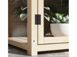 Invernadero de jardín de madera con puerta doble y claraboya, 2 plantas, natural (103x61x103 cm)^ Online