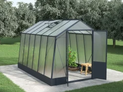 Invernadero de jardín de policarbonato con base 9,1 m² antracita ASARINA^EXPERTLAND Best