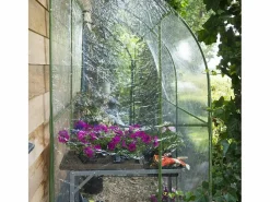 NATURE Invernadero de Jardín de Pared 2m² H215x200x100cm, Estructura Metálica Ø16mm, PVC Transparente 1mm, Puerta con Cremallera Verde New