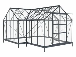 EXPERTLAND Invernadero De Jardín|Invernadero de jardín estilo orangerie de vidrio templado 15,5 m² antracita NARCISSE