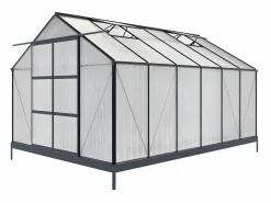 Invernadero de jardín policarbonato 13m² KALIDA antracita^EXPERTLAND Outlet