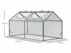 Invernadero de PVC con ventana, estructura de acero, (120x60x60cm)^ Discount