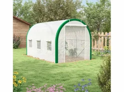 Invernadero De Jardín|Invernadero de túnel con puerta enrollable, protección UV, acero galvanizado, (358x210x210 cm)