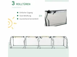 Invernadero de túnel con ventanas con cremallera, estructura de acero, PVC , 395 x 100 x 80 cm (395x100x80 cm)^ Outlet