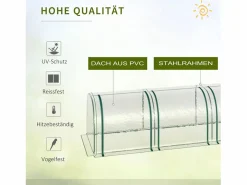 Invernadero de túnel con ventanas con cremallera, estructura de acero, PVC , 395 x 100 x 80 cm (395x100x80 cm)^ Outlet