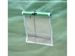 Invernadero de túnel para tomates, film transparente, 6 ventanas con mosquitera, estructura de acero (395x195x190cm) Verde New