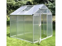 Soana Invernadero para jardín de aluminio y policarbonato con puerta y ventana 183x185x205cm Vanilla Transparente Sale