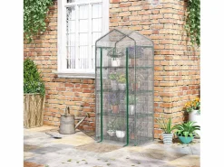 Invernadero para plantas, con 4 estantes, PVC, (70x50x160 cm) Blanco Clearance