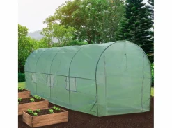 Invernadero Politúnel con Estantería Galvanizada Puertas de Cultivo Cubierta de PE Jardinería Carpa de Jardín Planta de flores de 25mm de Diámetro | 6 x 3m^Monstershop New