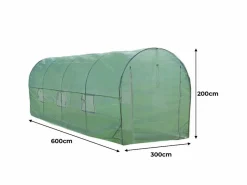Invernadero Politúnel con Estantería Galvanizada Puertas de Cultivo Cubierta de PE Jardinería Carpa de Jardín Planta de flores de 25mm de Diámetro | 6 x 3m^Monstershop New