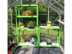 Monstershop Invernadero Politúnel con Estantería Galvanizada Puertas de Cultivo Cubierta de PE Jardinería Carpa de Jardín Planta de Flores 19mm de Diámetro | 2 x 2.5m Verde Discount