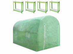 Invernadero Politúnel con Estantería Galvanizada Puertas de Cultivo Cubierta de PE Jardinería Carpa de Jardín Planta de flores de 19mm de Diámetro | 4 x 2m^Monstershop Discount