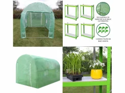 Monstershop Invernadero Politúnel con Estantería Galvanizada Puertas de Cultivo Cubierta de PE Almacenamiento al Aire Libre Planta de flores de 25mm de Diámetro | 3 x 2m Verde