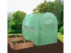 Monstershop Invernadero Politúnel con Estantería Galvanizada Puertas de Cultivo Cubierta de PE Almacenamiento al Aire Libre Planta de flores de 25mm de Diámetro | 3 x 2m Verde