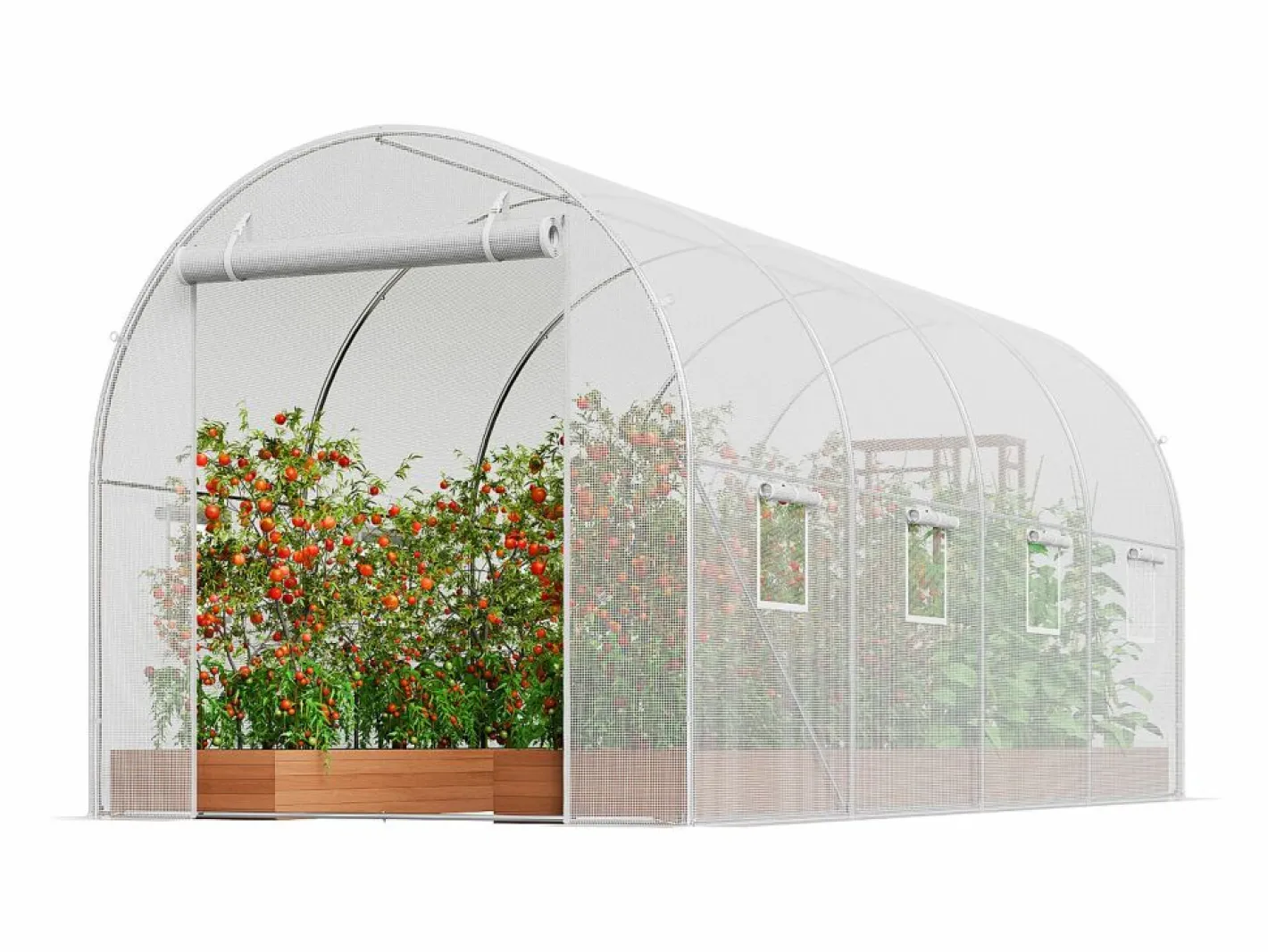 Invernadero Tipo Túnel SucceBuy, 4,45 x 1,95 x 1,90 m, Estructura Galvanizada, Cubierta de PE,^ Outlet
