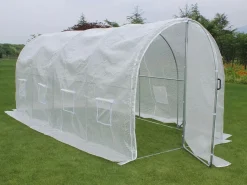 EXPERTLAND Invernadero De Jardín|Invernadero túnel con estructura de acero galvanizado y puerta 9 m² Ancho 450 x 200 x Alt. 200 cm ALOCASIA