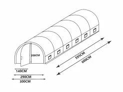 EXPERTLAND Invernadero De Jardín|Invernadero túnel con estructura de acero galvanizado y puerta 18 m² Ancho 600 x 300 x Alt. 200 cm ALOCASIA