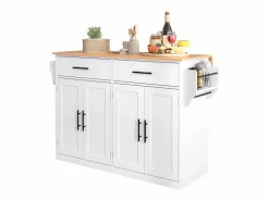 Isla central - 120 x 46 (70) x 91 cm - Tablero plegable + Ruedas y patas intercambiables - MDF -^Merax Online