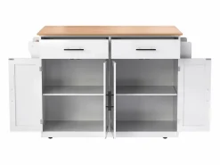 Isla central - 120 x 46 (70) x 91 cm - Tablero plegable + Ruedas y patas intercambiables - MDF -^Merax Online