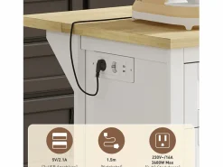 Merax Isla central con panel abatible extensible - 150 x 65 x 75 cm - con 5 cajones + 1 puerta - MDF - Blanco Best