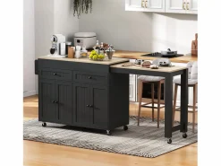 Isla central con ruedas - Isla de cocina extensible con encimera + 2 cajones - MDF -^Merax Sale