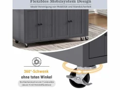 Merax Isla central con ruedas - Isla de cocina extensible con encimera + 2 cajones - MDF - Gris Clearance