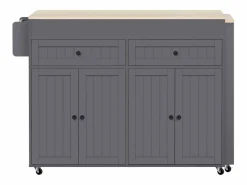 Merax Isla central con ruedas - Isla de cocina extensible con encimera + 2 cajones - MDF - Gris Clearance