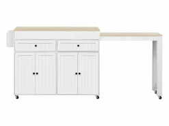 Isla central con ruedas - Isla de cocina extensible con encimera + 2 cajones - MDF -^Merax Hot
