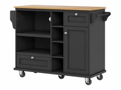 ModernLuxe Isla central de cocina - 2 cajones y 8 compartimentos - MDF - Negro Hot