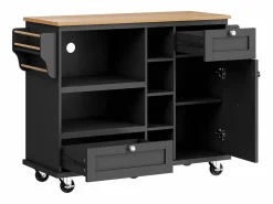 ModernLuxe Isla central de cocina - 2 cajones y 8 compartimentos - MDF - Negro Hot