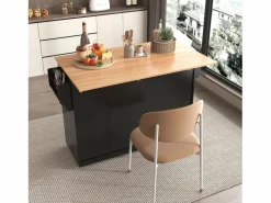 Isla central de cocina - 2 cajones y 4 compartimentos - patas con ruedas o de madera -^ModernLuxe Discount