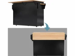 Isla central de cocina - 2 cajones y 4 compartimentos - patas con ruedas o de madera -^ModernLuxe Discount