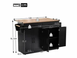 Isla central de cocina - 2 cajones y 4 compartimentos - patas con ruedas o de madera -^ModernLuxe Discount