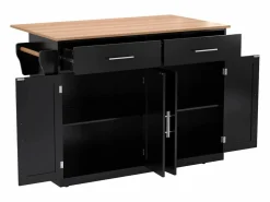 Isla central de cocina - 2 cajones y 4 compartimentos - patas con ruedas o de madera -^ModernLuxe Discount
