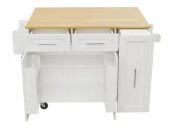 ModernLuxe Isla Cocina|Isla central de cocina - carrito con ruedas y plancha retráctil - 2 cajones y 2 puertas -