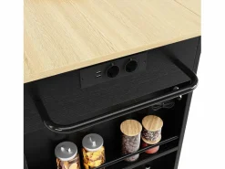 ModernLuxe Isla Cocina|Isla central de cocina - carrito con ruedas y tomas - con plancha extensible - 2 puertas 2 cajones y 2 compartimentos -