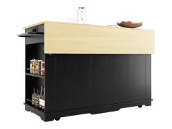 ModernLuxe Isla Cocina|Isla central de cocina - carrito con ruedas y tomas - con plancha extensible - 2 puertas 2 cajones y 2 compartimentos -