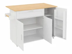 ModernLuxe Isla Cocina|Isla central de cocina - con mostrador plegable - múltiples compartimentos de almacenamiento -