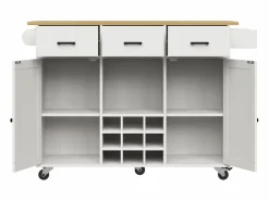 Isla central de cocina - carrito con ruedas y plancha extensible - 3 cajones y 2 puertas -^ModernLuxe Clearance