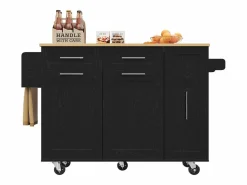 ModernLuxe Isla Cocina|Isla central de cocina - carrito con ruedas y plancha retráctil - 2 cajones y 2 puertas -