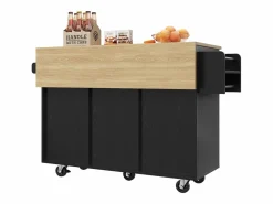 ModernLuxe Isla Cocina|Isla central de cocina - carrito con ruedas y plancha retráctil - 2 cajones y 2 puertas -