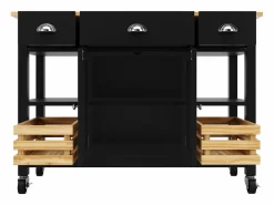 Isla central de cocina - carrito con ruedas y plancha extensible - 3 cajones y 2 puertas -^ModernLuxe Online
