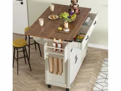 Isla central de cocina - con tablero retráctil - 4 puertas y 2 cajones -^ModernLuxe