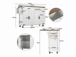 Isla central de cocina - con tablero retráctil - 4 puertas y 2 cajones -^ModernLuxe