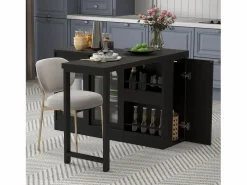 Isla central de cocina - con tabla pivotante deslizable - con puertas de vidrio y espacio de almacenamiento - MDF -^ModernLuxe Online