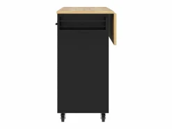 ModernLuxe Isla central de cocina - carrito con ruedas y plancha extensible - 3 cajones y 2 puertas - Negro Clearance