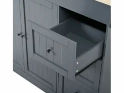 Isla central de cocina - mesa de comedor extensible - con 1 puerto USB y 1 puerto Type-C - con estante de especias y ruedas - Natural +^ModernLuxe Best